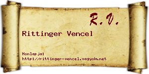Rittinger Vencel névjegykártya